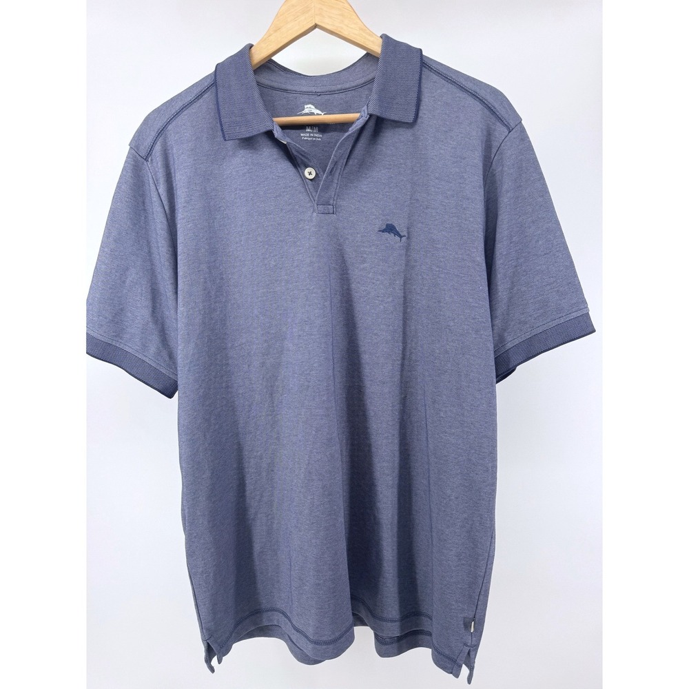 Tommy Bahama Polo Shirt Mens Medium Blue Marlin Logo Short Sleeve